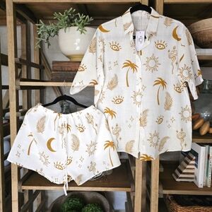 Billy J. Charli Cotton Short Set Sz M NWT Coastal Boho Beachwear Vacation Ready